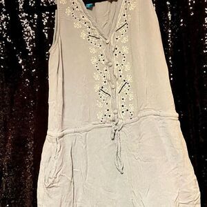 Sleeveless Beige Embroidered Romper